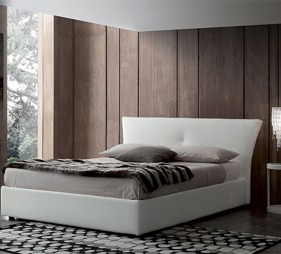 Letto matrimoniale Celeste, Letto contenitore con rivestimento in